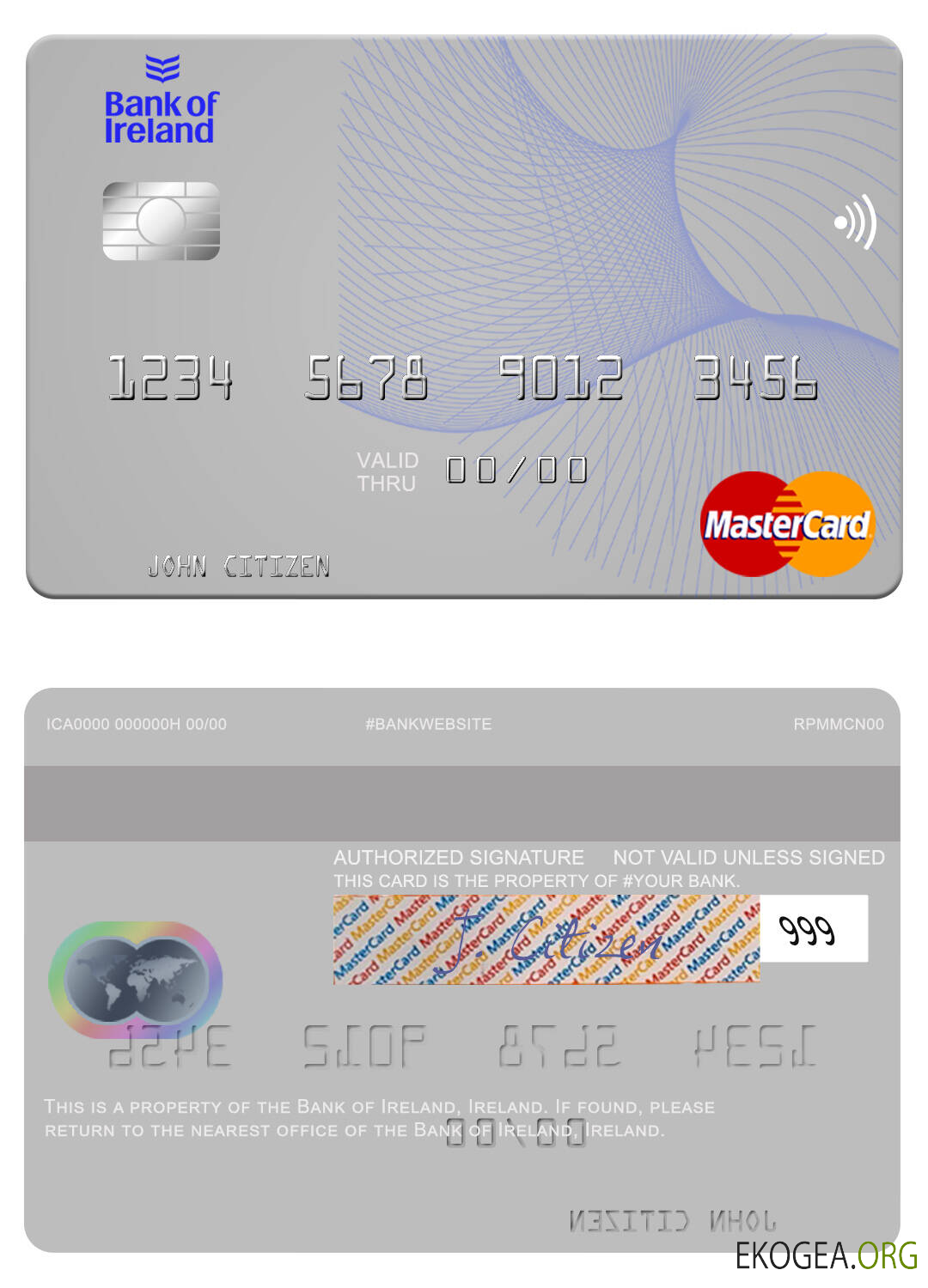 Irlande Mastercard de la Banque d'Irlande template